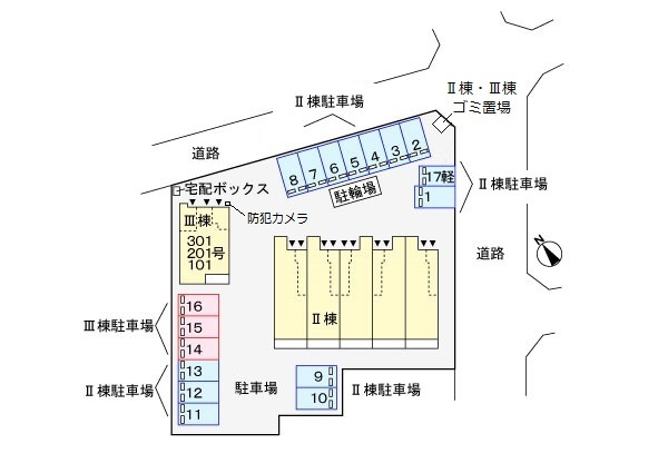 プランドール・Ⅲの区画図|駐車場