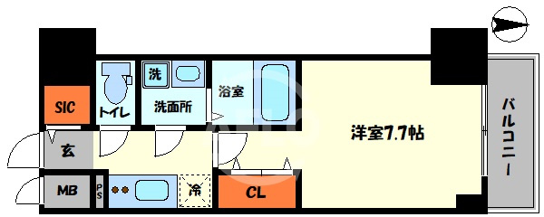 MELDIA　CREST　TAPP難波WESTの間取り|MELDIA　CREST　TAPP難波WEST（メディアクレストタップ難波ウエスト）　間取り