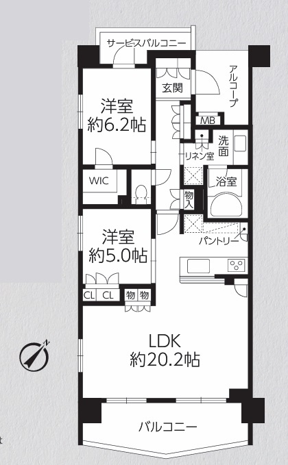 茅ヶ崎市汐見台　リストレジデンス茅ヶ崎海岸の間取り|2LDK☆