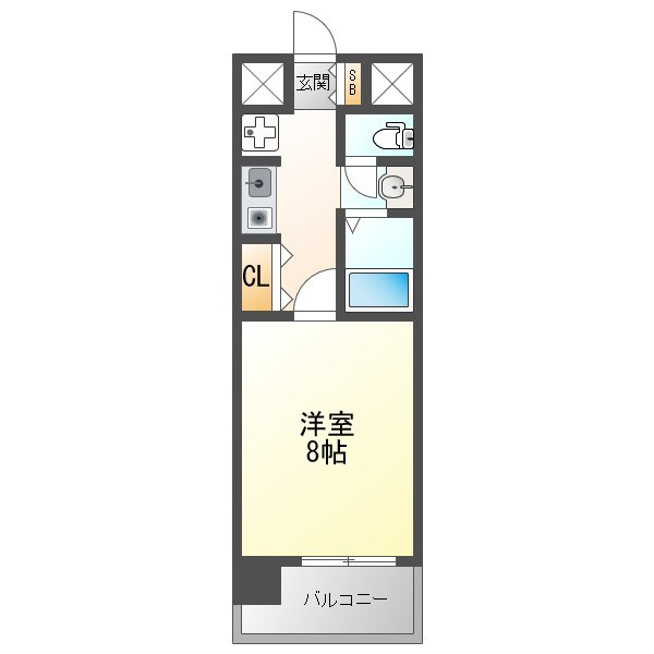 大阪市西淀川区野里３丁目の賃貸マンションの間取り