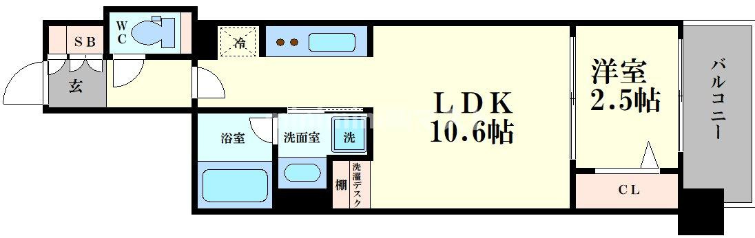 大阪市西区阿波座１丁目の賃貸マンションの間取り
