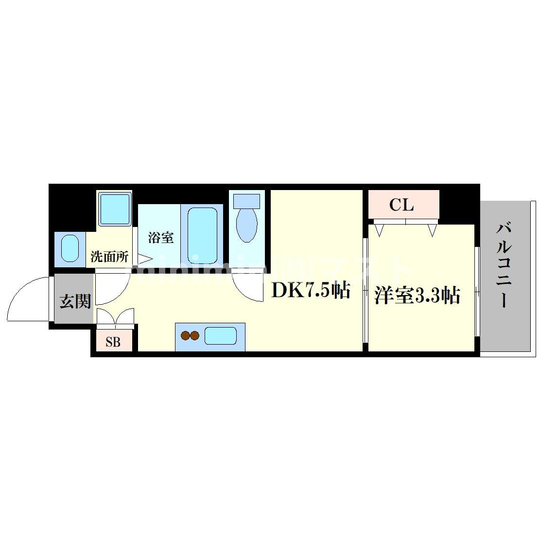 大阪市港区弁天３丁目の賃貸マンションの間取り