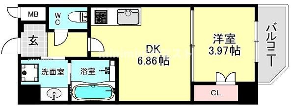 大阪市港区市岡１丁目の賃貸マンションの間取り
