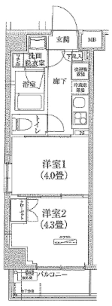 アイル　グランディール蒲田の間取り|間取り　テレワークや食事スペースを方向け！1DKのような2K