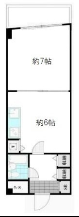 日興パレス羽田PARTⅡの間取り|南向きバルコニーの1DK