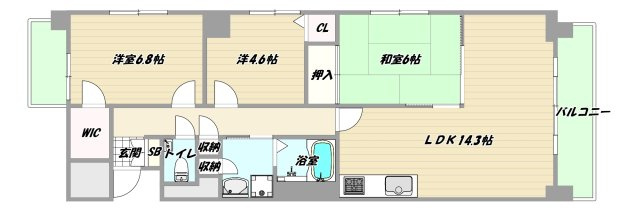 大阪市淀川区宮原１丁目の賃貸マンションの間取り