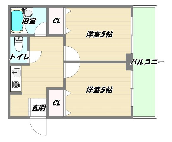 大阪市東淀川区豊新５丁目の賃貸マンションの間取り