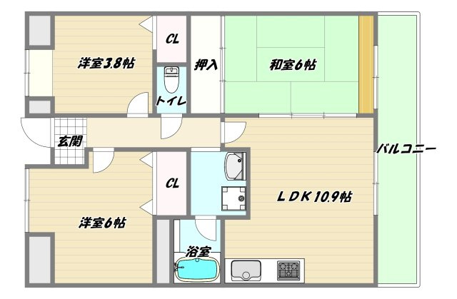 大阪市淀川区西三国２丁目の賃貸マンションの間取り