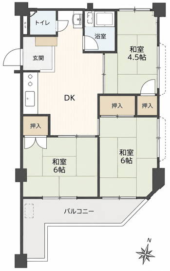 【間取り】 | ながぬまマンション　ペット飼育可南東角部屋/周辺商業施設充実