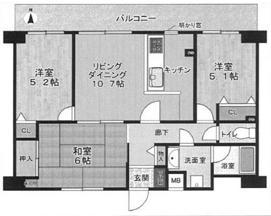 【間取り】 | グランドゥール桂坂 | 専有面積62.54㎡