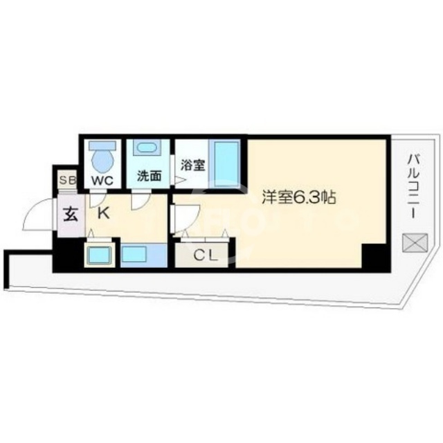 エイペックス心斎橋東の間取り|エイペックス心斎橋東　開放的な間取