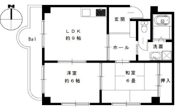 芦屋市楠町の賃貸マンションの間取り