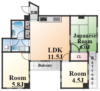 神戸市灘区寺口町の賃貸マンションの間取り