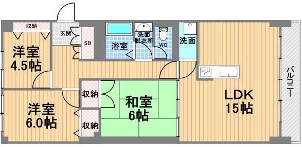 神戸市東灘区岡本６丁目の賃貸マンションの間取り