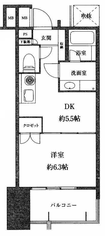 神戸市中央区下山手通３丁目の賃貸マンションの間取り