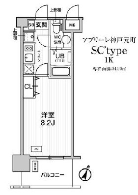 神戸市中央区下山手通５丁目の賃貸マンションの間取り
