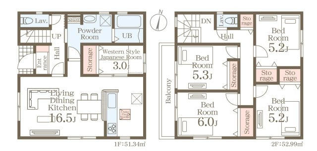 福岡市西区今宿東3丁目第18-1棟（1号棟）の間取り|全居室収納付きで便利です。