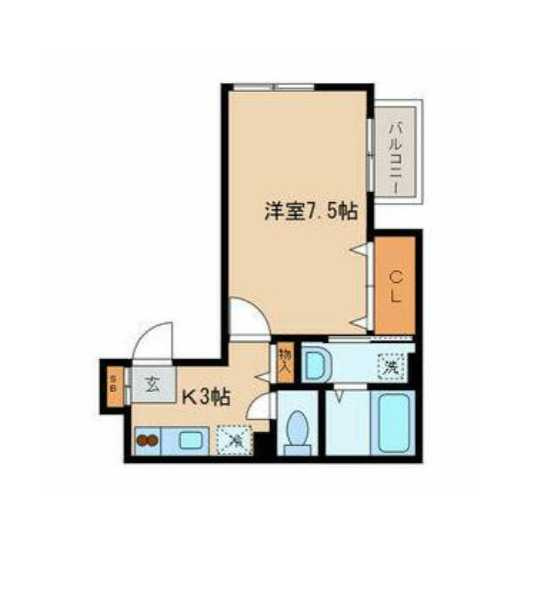 メゾンボヌール東が丘　最上階　角部屋　独立洗面台の間取り