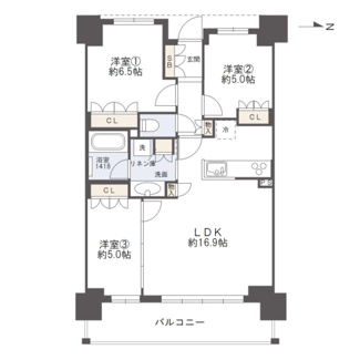 【間取り】 | リバーガーデン四天王寺 | 【間取り】新築未入居物件☆18階・東向きにつき、眺望・通風・採光◎
