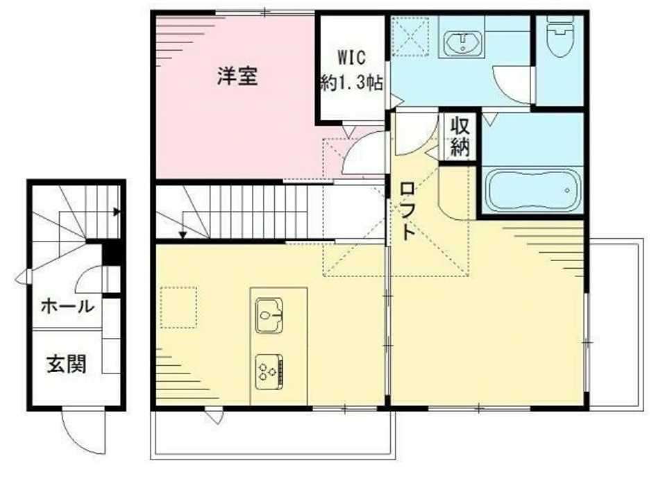 ラシーネ上用賀　南向き　角部屋　駐輪場の間取り