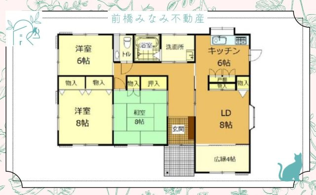 【中古平屋】前橋市富士見町石井　３LDKの間取り