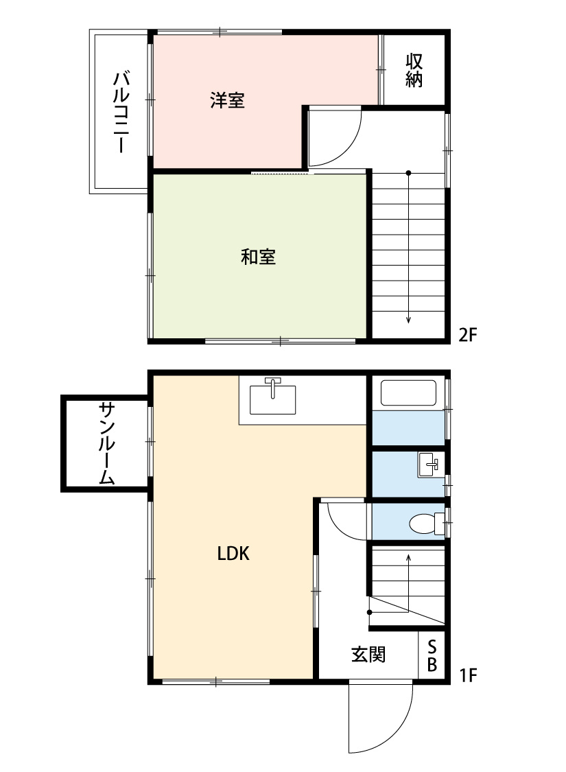 【当社売主】さて、どうしてやろうか！！自分で住むのも賃貸に出すのもアリよりのアリ。DIYもイイね！プロに設計してもらうもアリね！駐車場まで付いとる『青葉区市ケ尾町』中古戸建の間取り
