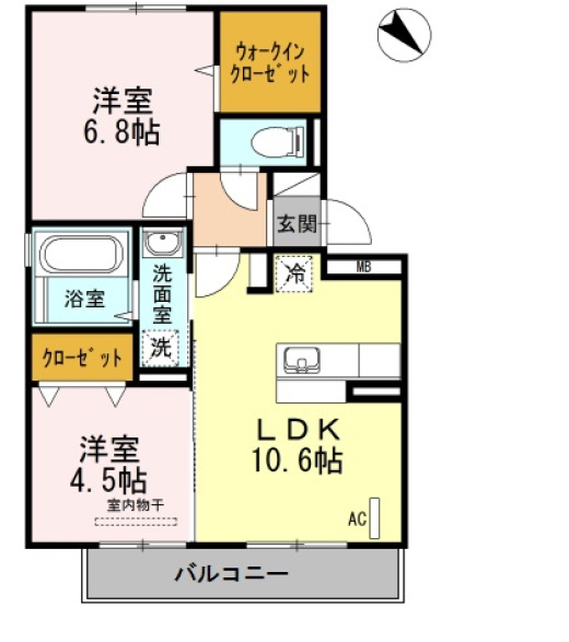 D-room山王公園の間取り|使いやすい間取りです。