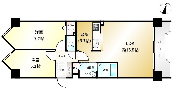 リーセント里塚A棟の間取り