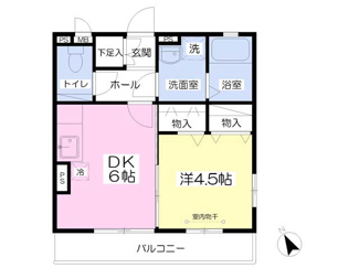 最上階角部屋・南向きの１DK