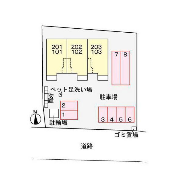 各務原市大野町２丁目のアパートの駐車場