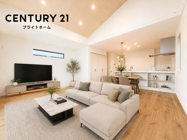 横浜市瀬谷区南台２丁目の新築一戸建の居間・リビング|窓からは明るい光が差し込みます！
電気をつけなくても明るいです。
※家具等はCGでの参考レイアウトです。