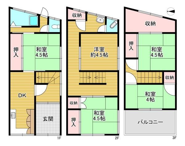 【間取り】 | 大阪市旭区千林1丁目　中古テラスハウス