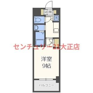 プロシード弁天町の間取り|★1K★
