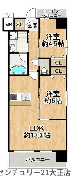 スプランディッド大阪ベイサイドDUEの間取り|★２LDK★