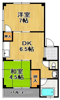 中井マンションの間取り|★広めの２ＤＫ★