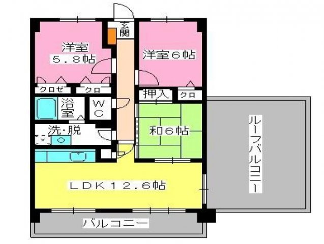 ピオーネテラス空港南の間取り|使いやすい間取りです。