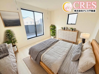 【洋室】 | ☆☆新築分譲　いわき市平下平窪第１２　全３棟－②！！　長期優良住宅♪　 | ２階洋室3～４部屋
※実際に現地に家具はおかれておりません。また価格に家具は含まれておりません。(作成CG)