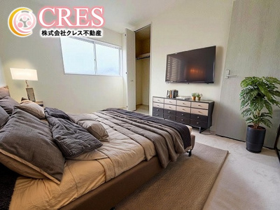 【洋室】 | ☆☆新築分譲　常磐下船尾町１期H　長期優良住宅　全３棟♪　 | ２階洋室3部屋
※実際に現地に家具はおかれておりません。また価格に家具は含まれておりません。(作成CG)