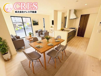 【居間・リビング】 | ☆☆新築分譲　常磐下船尾町１期H　長期優良住宅　全３棟♪　 | LDK16～16.2帖！！
※実際に現地に家具はおかれておりません。また価格に家具は含まれておりません。(作成CG)