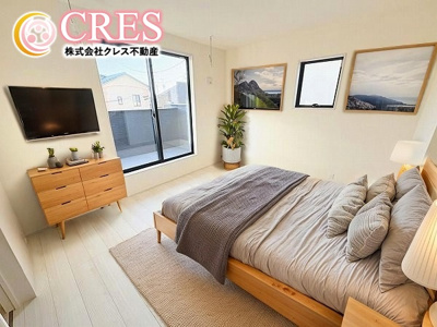【洋室】 | ☆☆新築分譲　郷ケ丘２丁目第10H　長期優良住宅　全３棟－①！！モデルハウスご案内いたします♪　 | ２階洋室3～4部屋
※実際に現地に家具はおかれておりません。また価格に家具は含まれておりません。(作成CG)