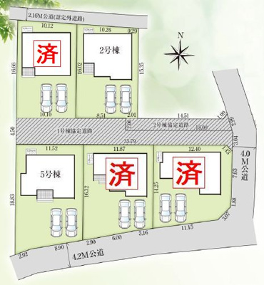 【区画図】 | ☆☆☆新築住宅　いわき市泉町下川　オール電化　全５棟！！ご案内随時受付中です♪ | 全体区画図