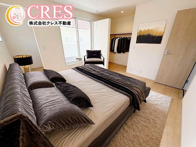 【洋室】 | ☆☆新築分譲　錦町江栗１丁目第２H　長期優良住宅　全5棟-③♪　 | ２階洋室3～４部屋
※実際に現地に家具はおかれておりません。また価格に家具は含まれておりません。(作成CG)