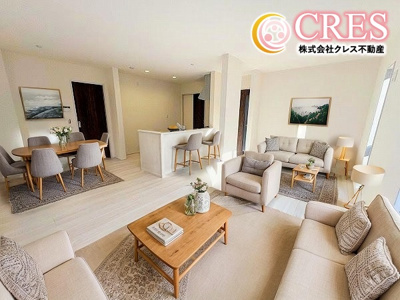 【居間・リビング】 | ☆☆新築分譲　錦町江栗１丁目第２H　長期優良住宅　全5棟-③♪　 | LDK16～20.0帖！！
※実際に現地に家具はおかれておりません。また価格に家具は含まれておりません。(作成CG)