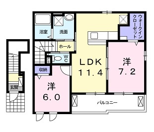 ネオヴィータⅡの間取り|窓が多く明るい角部屋