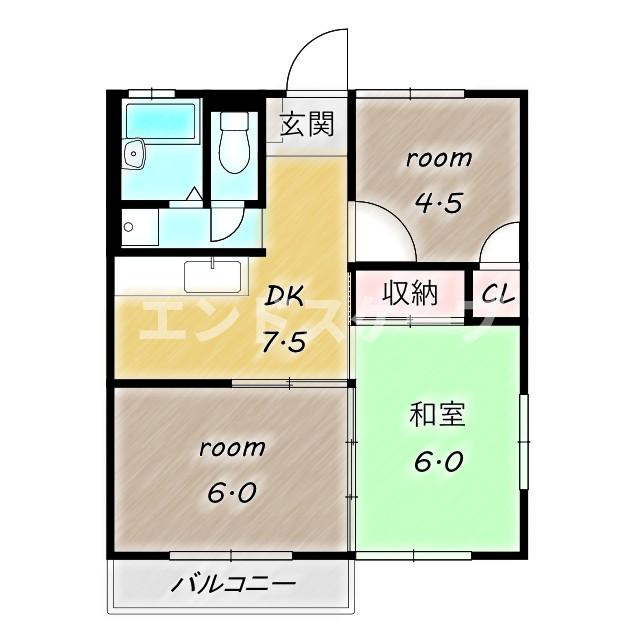 下佐野第2コーポの間取り|高崎、前橋のお部屋探しはエンドスケープまで！お客様の理想お聞かせ下さい♪