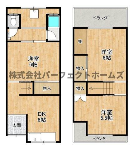 高柳2丁目テラスハウス　賃貸の間取り