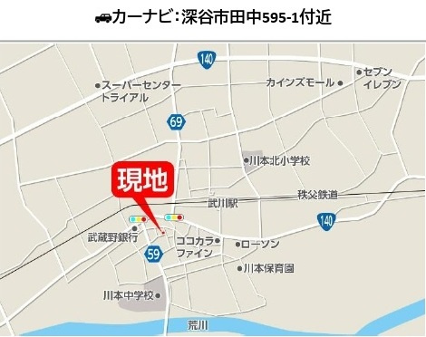 中古戸建　深谷市田中595-1（期間限定現況販売）の地図