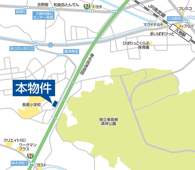 ＰＬＥＮＤＹ－ＨＩＬＬＳ川崎久地の地図