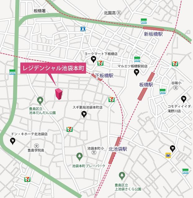 レジデンシャル池袋本町の地図