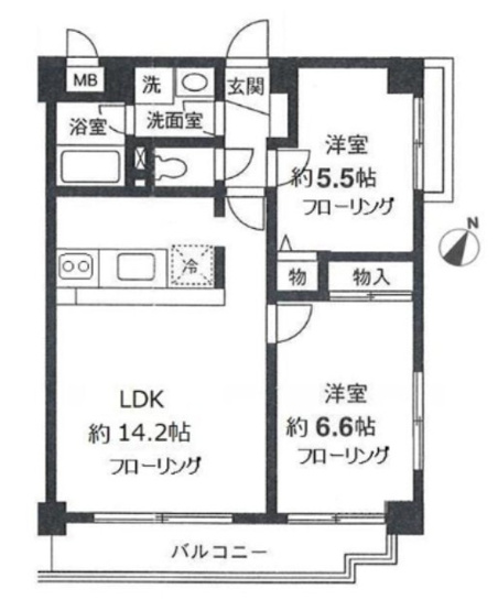 【間取り】 | ヒルシュガッセ | 素敵な２ＬＤＫのお部屋です！